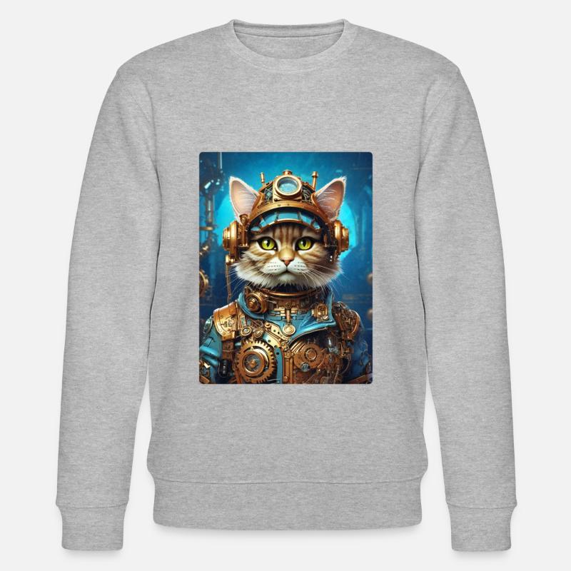 Steampunk Cat 1.9 - Stanley/Stella CHANGER Unisex Organic Sweatshirt - heather grey