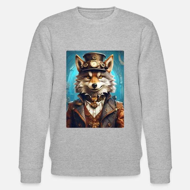 Steampunk Wolf 1.6 - Stanley/Stella Unisex Bio-Sweatshirt CHANGER - Grau meliert