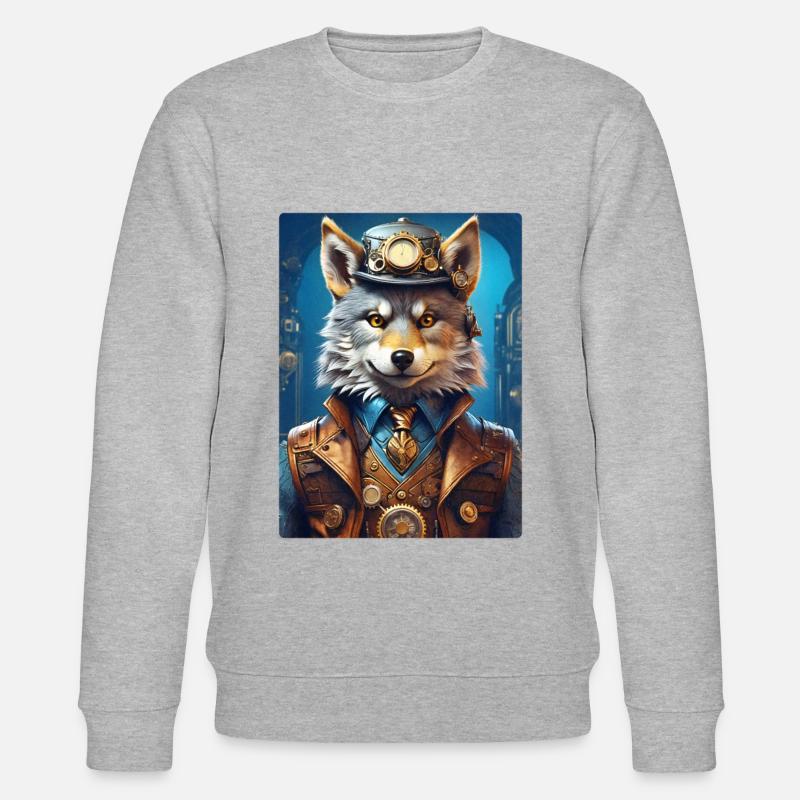 Steampunk Wolf 1.12 - Stanley/Stella CHANGER Unisex Organic Sweatshirt - heather grey