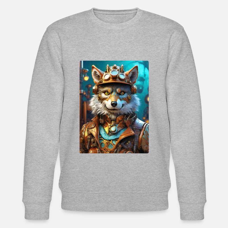 Steampunk Wolf 1.13 - Stanley/Stella CHANGER Unisex Organic Sweatshirt - heather grey