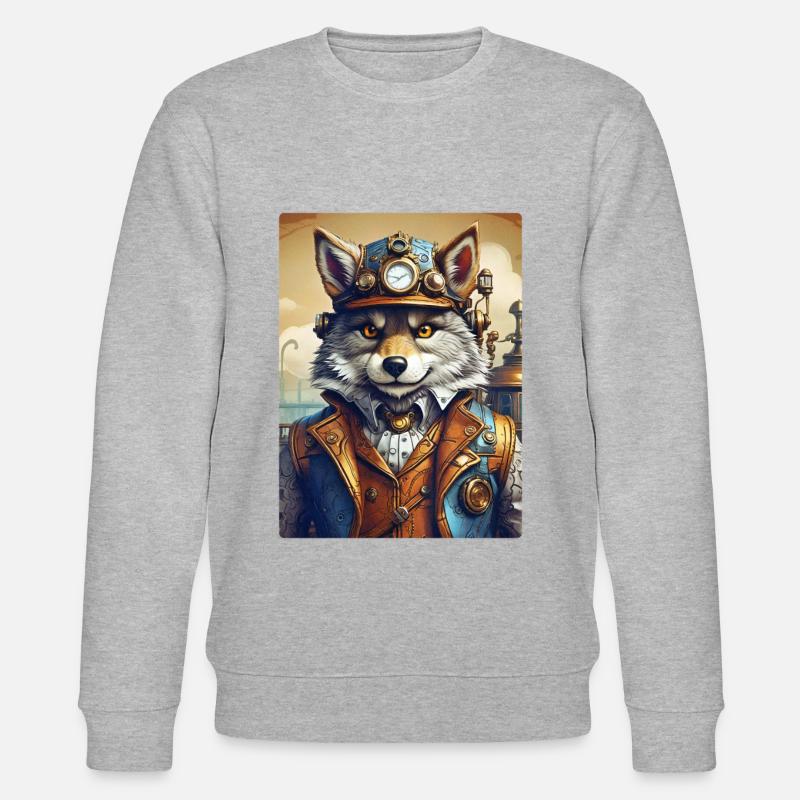 Steampunk Wolf 1.22 - Stanley/Stella CHANGER Unisex Organic Sweatshirt - heather grey