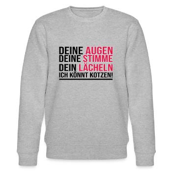 Deine Augen Deine Stimme Dein Lächeln - Lustig - Stanley/Stella Unisex Bio-Sweatshirt CHANGER  - Grau meliert - Vorne - Nik (191cm) & Marisol (170cm)
