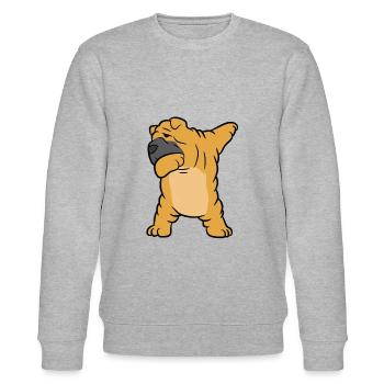 Chinese Shar Pei Dog Kids Dabbing Shar Pei Dog - Stanley/Stella Unisex Bio-Sweatshirt CHANGER  - Grau meliert - Vorne - Nik (191cm) & Marisol (170cm)