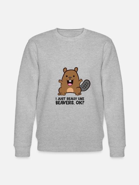 I Just Really Like Beavers, Ok? - Stanley/Stella CHANGER Unisex Organic Sweatshirt - heather grey
