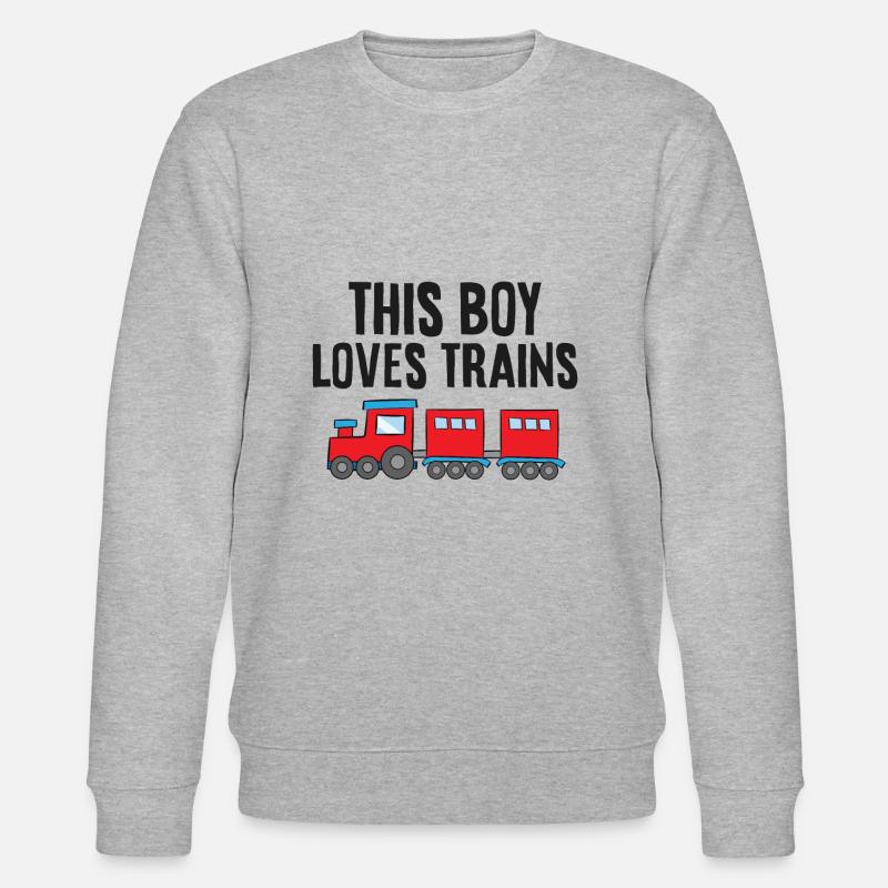 This Boy Loves Trains - Stanley/Stella Unisex Bio-Sweatshirt CHANGER  - Grau meliert