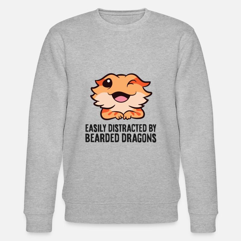 Easily Distracted By Bearded Dragons - Stanley/Stella CHANGER Unisex Organic Sweatshirt - heather grey