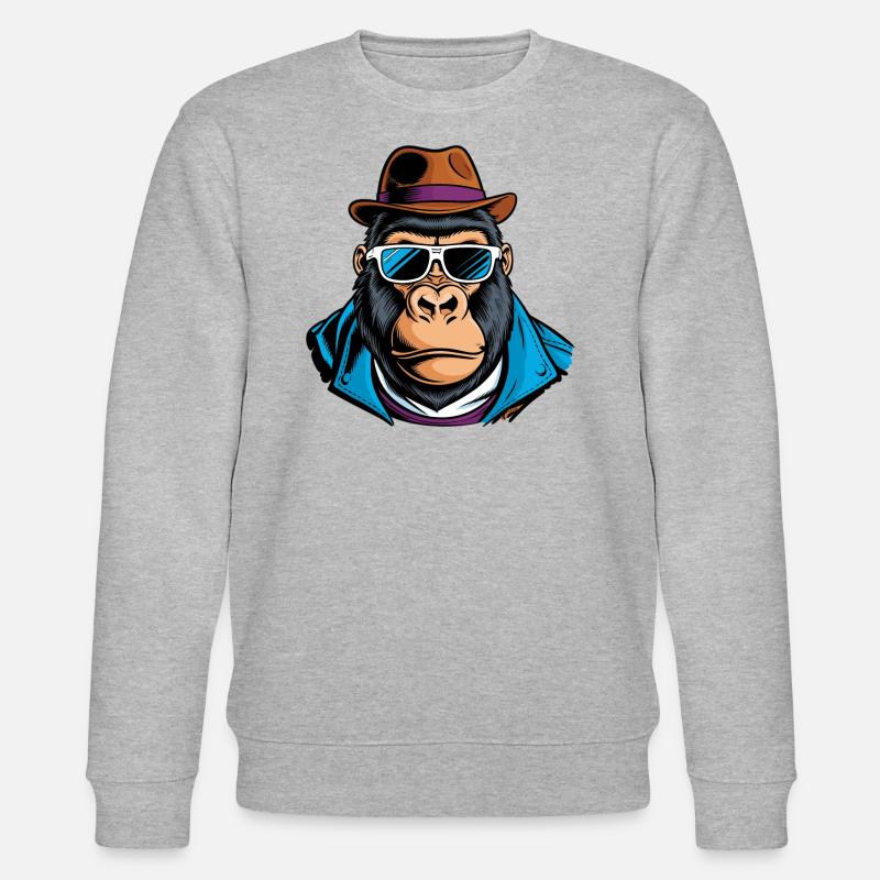 gorilla hut brille anzug - Stanley/Stella Unisex Bio-Sweatshirt CHANGER  - Grau meliert
