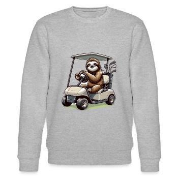 Lustiges Faultier beim Golfen - Stanley/Stella Unisex Bio-Sweatshirt CHANGER  - Grau meliert - Vorne - Nik (191cm) & Marisol (170cm)