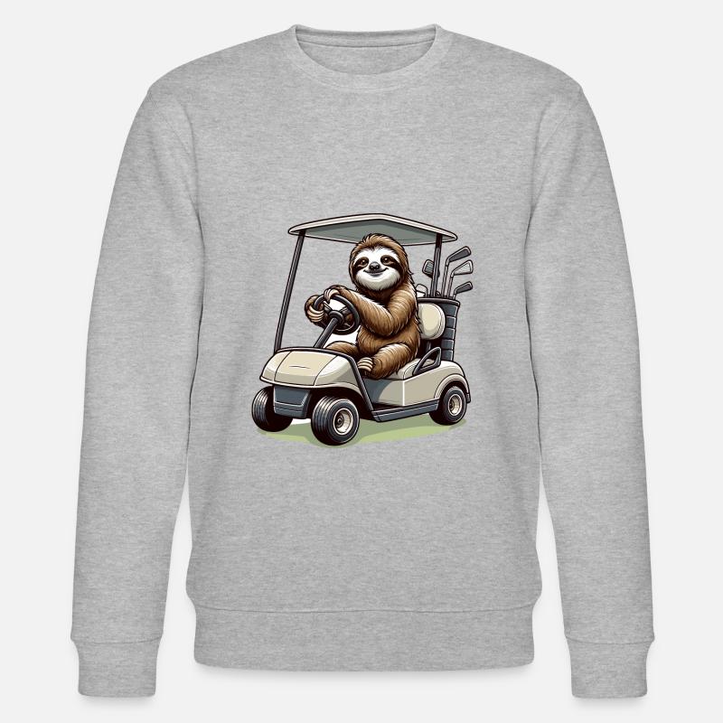 Lustiges Faultier beim Golfen - Stanley/Stella Unisex Bio-Sweatshirt CHANGER - Grau meliert