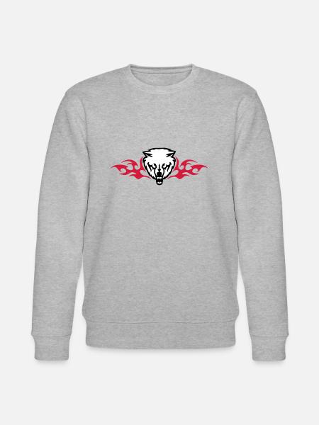 wolf in flames - Stanley/Stella CHANGER Unisex Organic Sweatshirt - heather grey