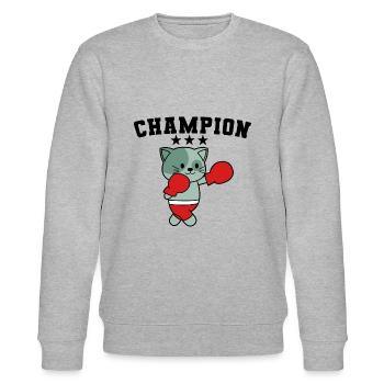 Champion boxende Katze - Stanley/Stella Unisex Bio-Sweatshirt CHANGER  - Grau meliert - Vorne - Nik (191cm) & Marisol (170cm)