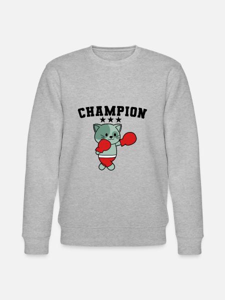 Champion boxing cat - Stanley/Stella CHANGER Unisex Organic Sweatshirt - heather grey