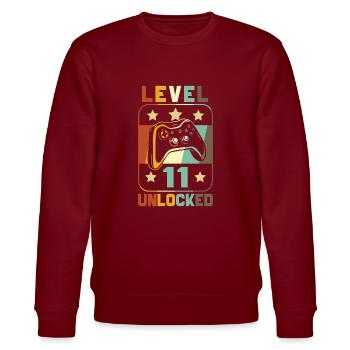 Level 11 Unlocked - Stanley/Stella Unisex Bio-Sweatshirt CHANGER  - Burgunderrot - Vorne - Nik (191cm) & Marisol (170cm)