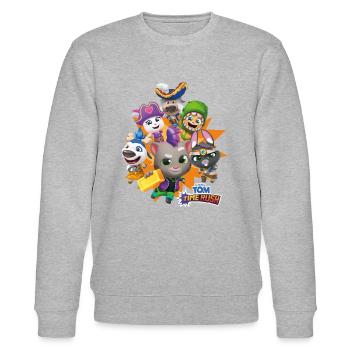 Talking Tom Time Rush Spiel Tom Und Seine Freunde - Stanley/Stella Unisex Bio-Sweatshirt CHANGER  - Grau meliert - Vorne - Nik (191cm) & Marisol (170cm)