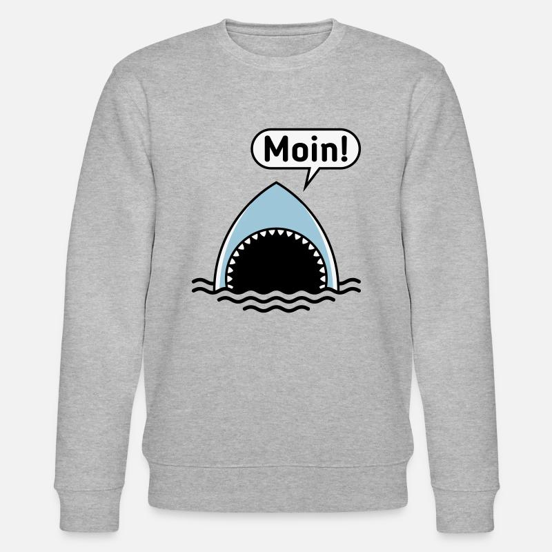 Moin! (Hai / Haifisch / Sprechblase / Comic) - Stanley/Stella Unisex Bio-Sweatshirt CHANGER  - Grau meliert
