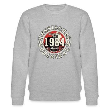 40. Geburtstag 2024 Hessisches Original Geschenk - Stanley/Stella Unisex Bio-Sweatshirt CHANGER  - Grau meliert - Vorne - Nik (191cm) & Marisol (170cm)
