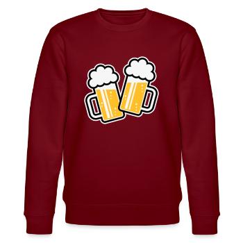 2 chopes de bière toast, à votre santé ! (Chopes à bière 3C) - Sweat bio CHANGER Stanley/Stella Unisexe - bordeaux - Devant - Nik (191cm) & Marisol (170cm)