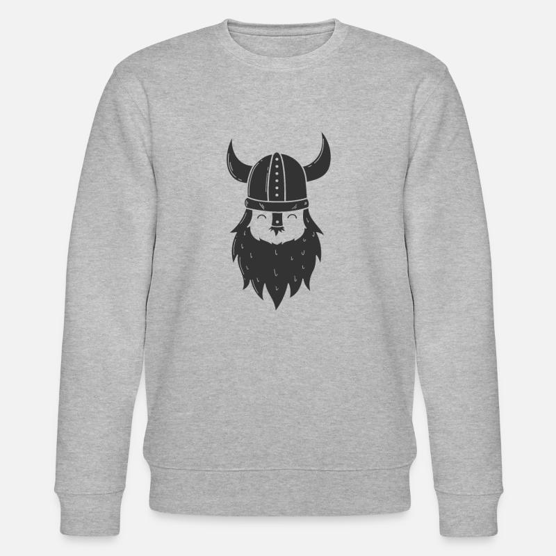 Wikinger mit Vollbart und Wikingerhelm - Stanley/Stella Unisex Bio-Sweatshirt CHANGER - Grau meliert