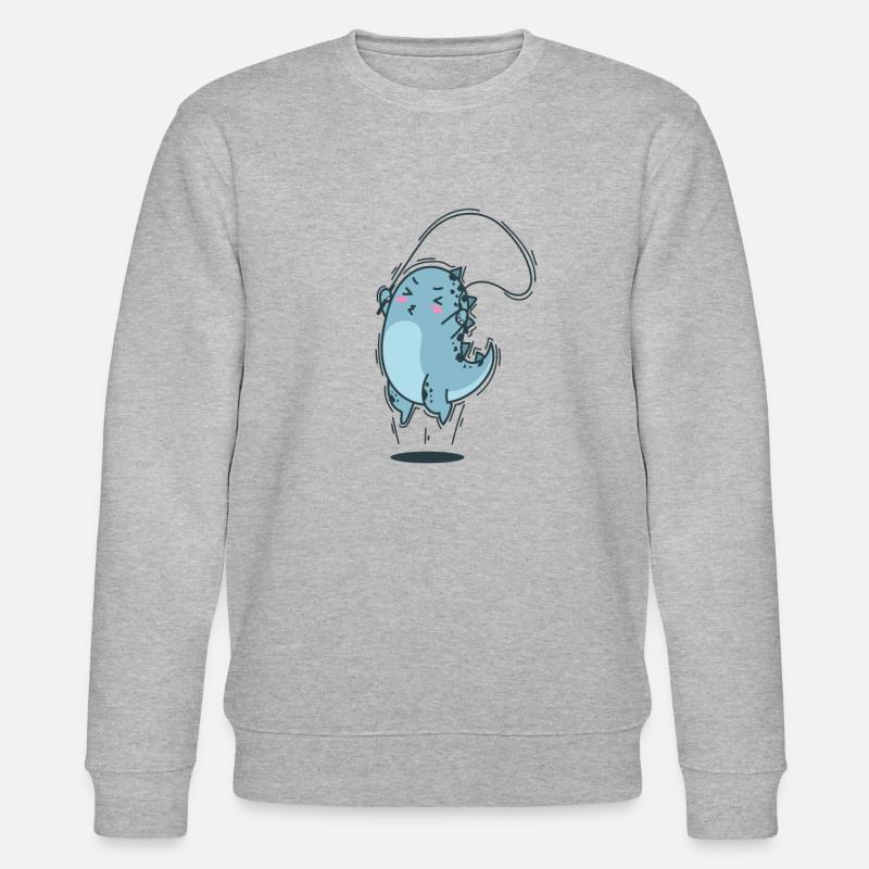 Dino jumps rope dinosaur reptile - Stanley/Stella CHANGER Unisex Organic Sweatshirt - heather grey