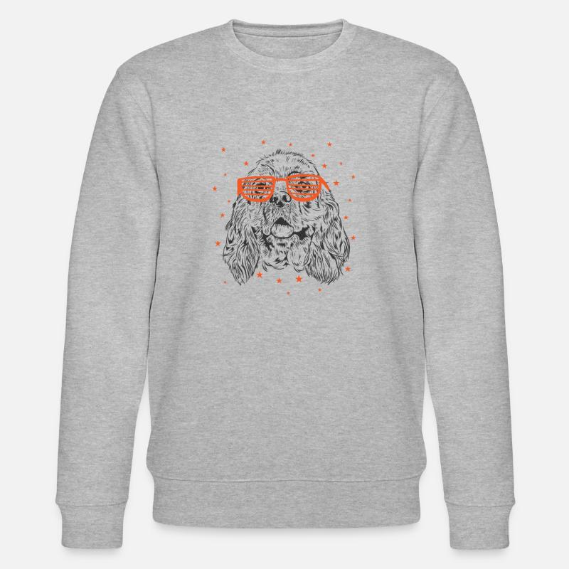 Cocker spaniel with cool sunglasses - Stanley/Stella CHANGER Unisex Organic Sweatshirt - heather grey