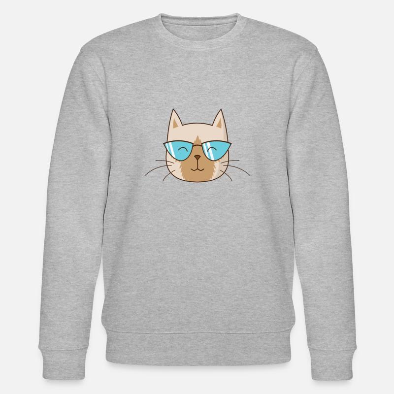 Siamese Cat with Sunglasses Pet - Stanley/Stella CHANGER Unisex Organic Sweatshirt - heather grey