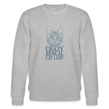 Crazy Bengal Cat Lady Hauskatze Rasse - Stanley/Stella Unisex Bio-Sweatshirt CHANGER  - Grau meliert - Vorne - Nik (191cm) & Marisol (170cm)