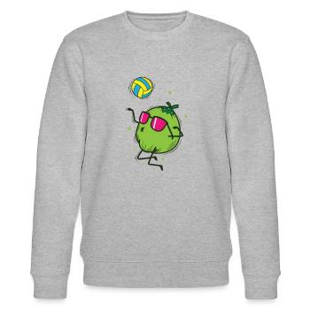 Coconut playing volleyball fruit palm tree - Stanley/Stella CHANGER Unisex Organic Sweatshirt - heather grey - Front - Nik (191cm) & Marisol (170cm)