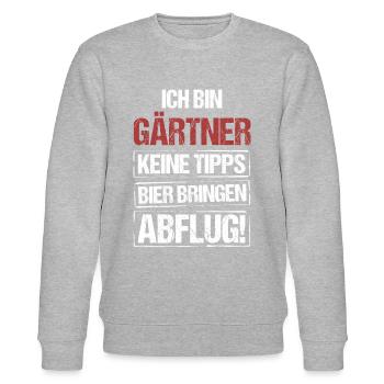 Ich bin Gärtner - Bier bringen und Abflug - Stanley/Stella Unisex Bio-Sweatshirt CHANGER  - Grau meliert - Vorne - Nik (191cm) & Marisol (170cm)