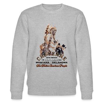 Cheyenne Nation Erste amerikanische Nation - Stanley/Stella Unisex Bio-Sweatshirt CHANGER  - Grau meliert - Vorne - Nik (191cm) & Marisol (170cm)