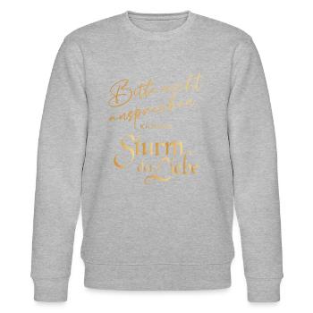 Sturm Der Liebe Bitte Nicht Ansprechen Logo - Stanley/Stella Unisex Bio-Sweatshirt CHANGER  - Grau meliert - Vorne - Nik (191cm) & Marisol (170cm)