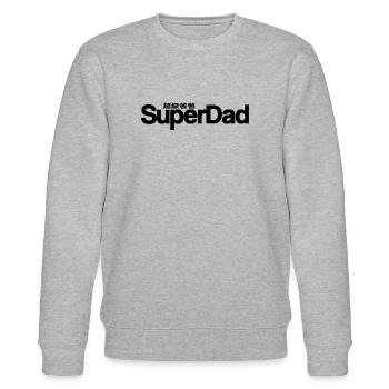 Super Papa Lustiges Vatertagsgeschenk SuperDad - Stanley/Stella Unisex Bio-Sweatshirt CHANGER  - Grau meliert - Vorne - Nik (191cm) & Marisol (170cm)