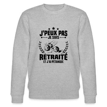 J'peux pas je suis retraité et j'ai pétanque - Sweat bio CHANGER Stanley/Stella Unisexe - gris chiné - Devant - Nik (191cm) & Marisol (170cm)