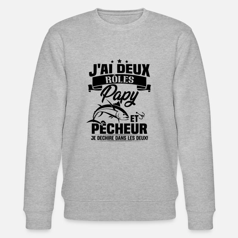 Papy Et pêcheur - Sweat bio CHANGER Stanley/Stella Unisexe - gris chiné