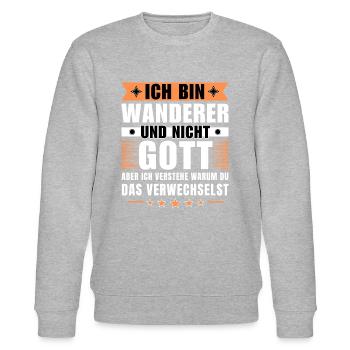 Ich bin Wanderer und nicht Gott - Stanley/Stella Unisex Bio-Sweatshirt CHANGER  - Grau meliert - Vorne - Nik (191cm) & Marisol (170cm)