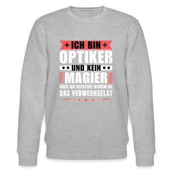 Ich bin Optiker und kein Magier - Stanley/Stella Unisex Bio-Sweatshirt CHANGER  - Grau meliert - Vorne - Nik (191cm) & Marisol (170cm)
