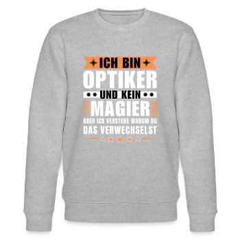 Ich bin Optiker und kein Magier - Stanley/Stella Unisex Bio-Sweatshirt CHANGER  - Grau meliert - Vorne - Nik (191cm) & Marisol (170cm)