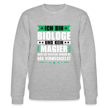 Ich bin Biologe und kein Magier - Stanley/Stella Unisex Bio-Sweatshirt CHANGER  - Grau meliert - Vorne - Nik (191cm) & Marisol (170cm)