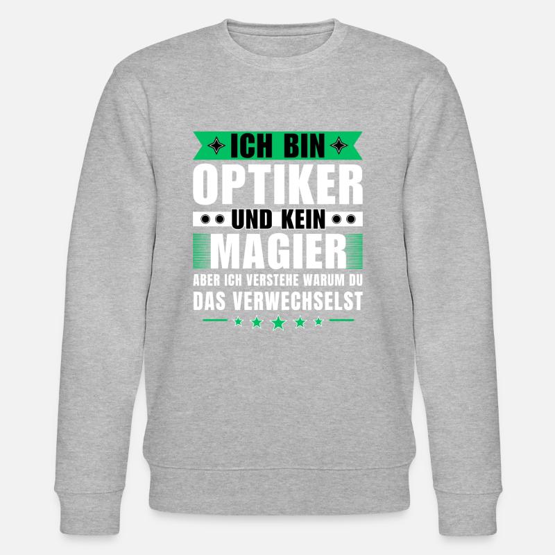 Ich bin Optiker und kein Magier - Stanley/Stella Unisex Bio-Sweatshirt CHANGER  - Grau meliert