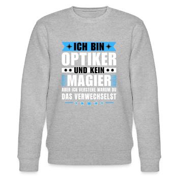 Ich bin Optiker und kein Magier - Stanley/Stella Unisex Bio-Sweatshirt CHANGER  - Grau meliert - Vorne - Nik (191cm) & Marisol (170cm)