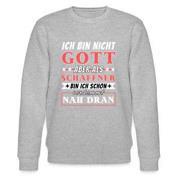 Ich bin nicht Gott aber als Schaffner nah dran - Stanley/Stella Unisex Bio-Sweatshirt CHANGER  - Grau meliert - Vorne - Nik (191cm) & Marisol (170cm)