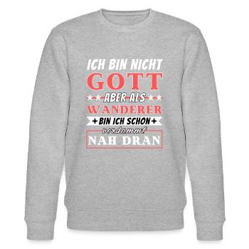 Ich bin nicht Gott aber als Wanderer nah dran - Stanley/Stella Unisex Bio-Sweatshirt CHANGER  - Grau meliert - Vorne - Nik (191cm) & Marisol (170cm)