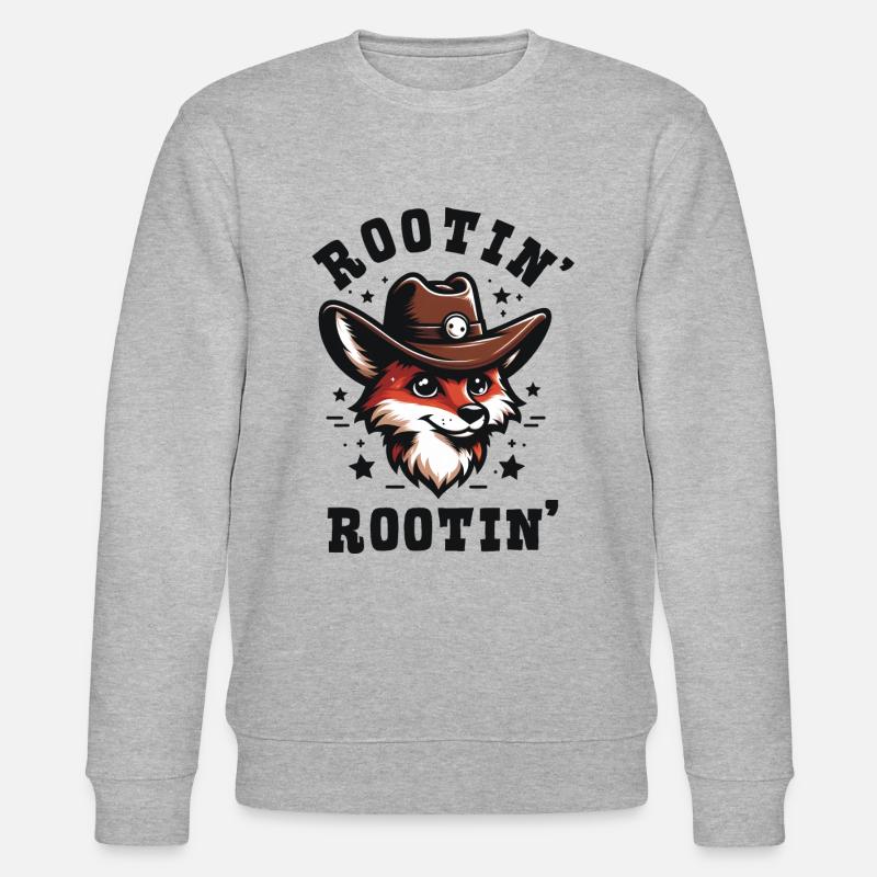 Fuchs Cowboy Lustige Tiere - Stanley/Stella Unisex Bio-Sweatshirt CHANGER  - Grau meliert