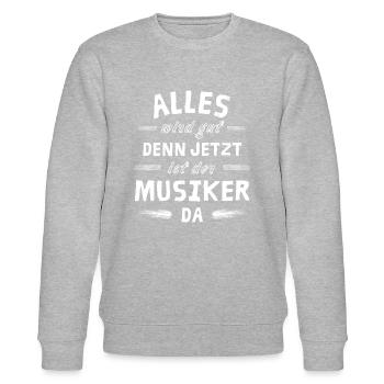 Alles wird gut denn jetzt ist der Musiker da - Stanley/Stella Unisex Bio-Sweatshirt CHANGER  - Grau meliert - Vorne - Nik (191cm) & Marisol (170cm)