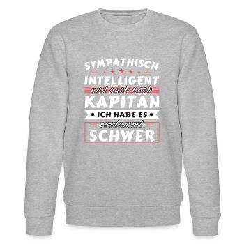 Sympathisch und intelligent - Kapitän Edition - Stanley/Stella Unisex Bio-Sweatshirt CHANGER  - Grau meliert - Vorne - Nik (191cm) & Marisol (170cm)
