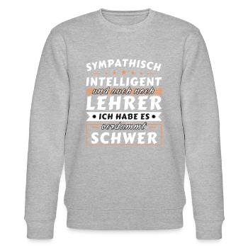 Sympathisch und intelligent - Lehrer Edition - Stanley/Stella Unisex Bio-Sweatshirt CHANGER  - Grau meliert - Vorne - Nik (191cm) & Marisol (170cm)