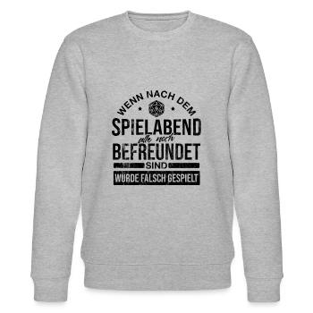 Brettspiele Brettspiel Spieleabend - Stanley/Stella Unisex Bio-Sweatshirt CHANGER  - Grau meliert - Vorne - Nik (191cm) & Marisol (170cm)