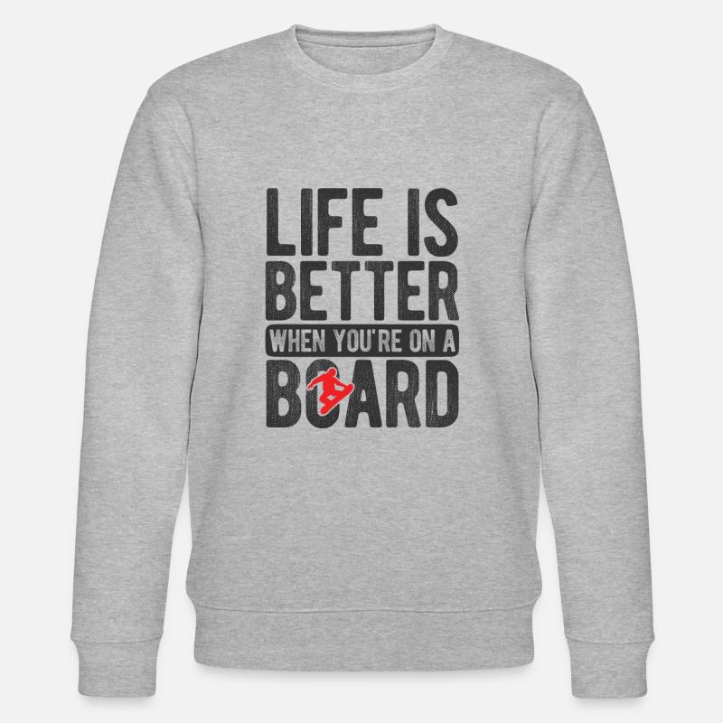 Snowboard Spruch für Snowboarder - Stanley/Stella Unisex Bio-Sweatshirt CHANGER  - Grau meliert