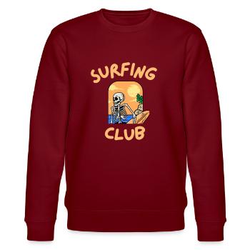 Surf Club with skeleton - Stanley/Stella CHANGER Unisex Organic Sweatshirt - burgundy - Front - Nik (191cm) & Marisol (170cm)