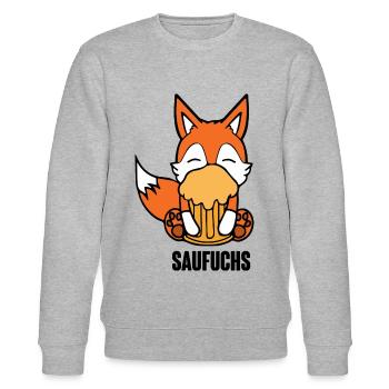 Fuchs Saufuchs Biertrinker Saufen Bier - Stanley/Stella Unisex Bio-Sweatshirt CHANGER  - Grau meliert - Vorne - Nik (191cm) & Marisol (170cm)