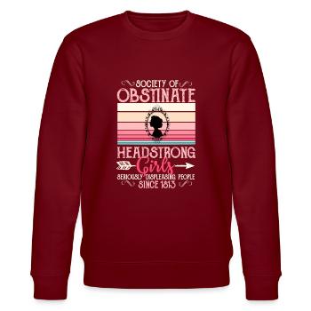 Obstinate Headstrong Girls - Stanley/Stella Unisex Bio-Sweatshirt CHANGER  - Burgunderrot - Vorne - Nik (191cm) & Marisol (170cm)